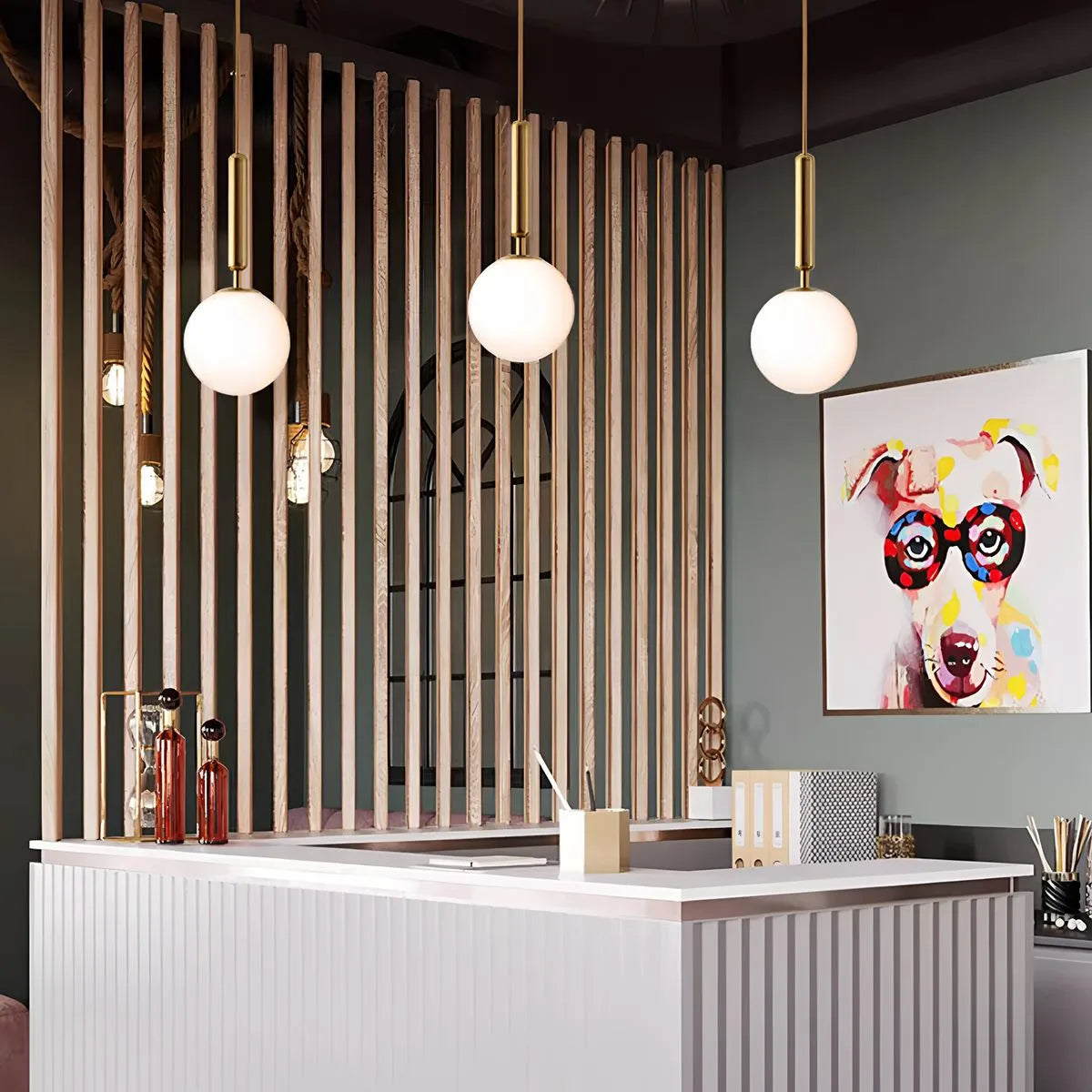Feyran Temen Globe Glass Pendant Light for Kitchen Island