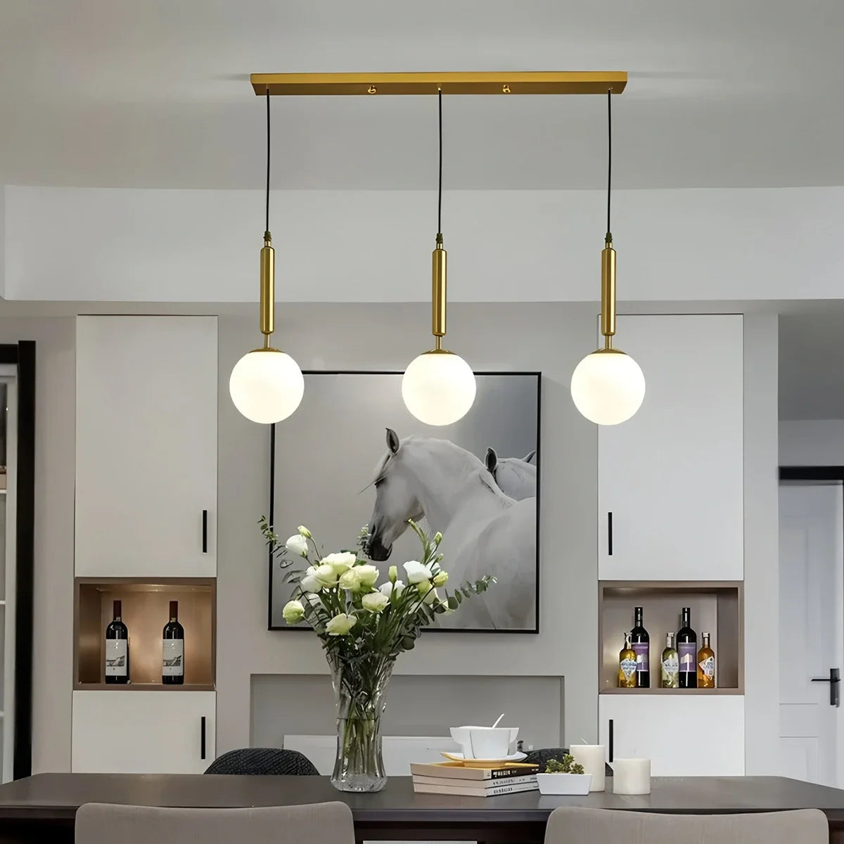 Feyran Temen Globe Glass Pendant Light for Kitchen Island