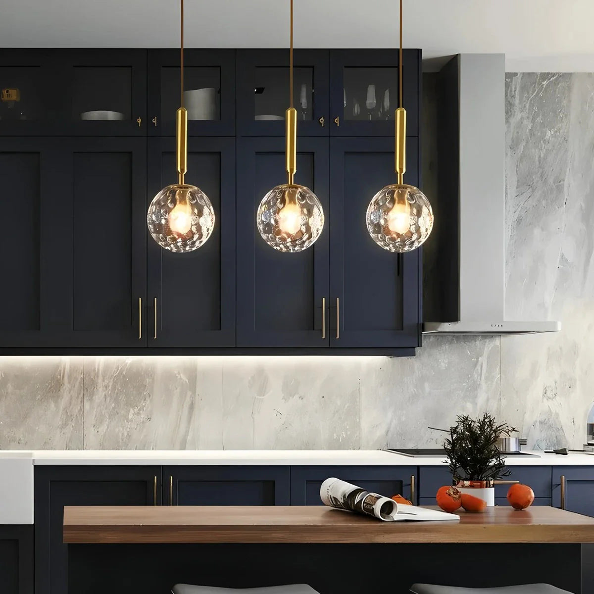 Feyran Temen Globe Glass Pendant Light for Kitchen Island