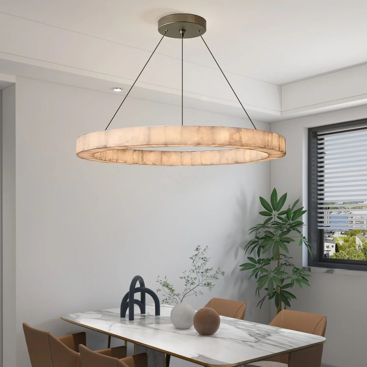 Feyran Teva Round Spanish Alabaster Chandelier for Living Room
