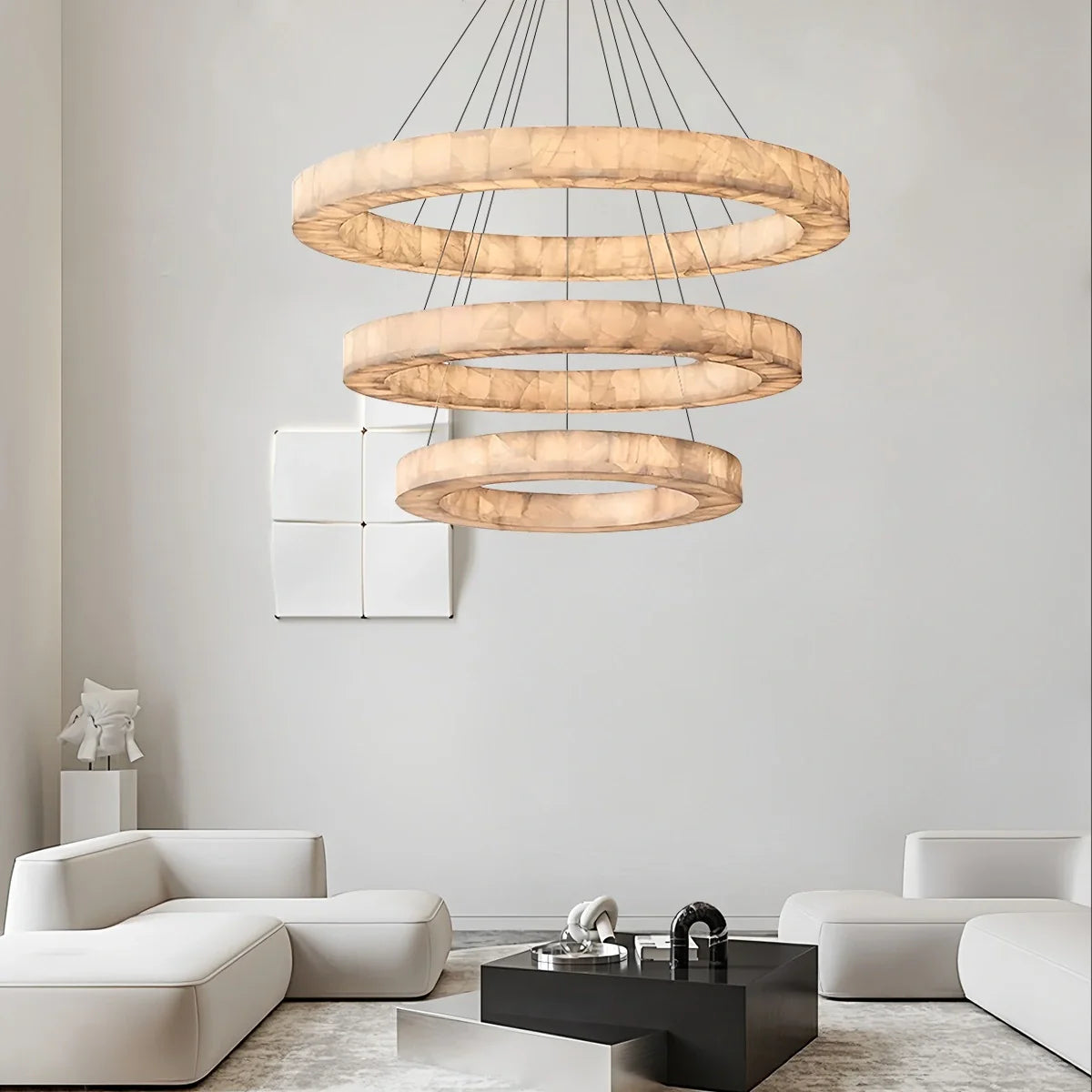 Feyran Teva Round Spanish Alabaster Chandelier for Living Room