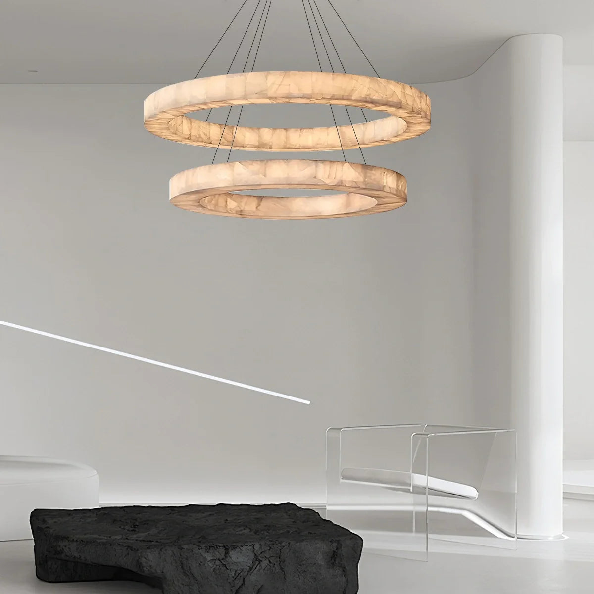 Feyran Teva Round Spanish Alabaster Chandelier for Living Room