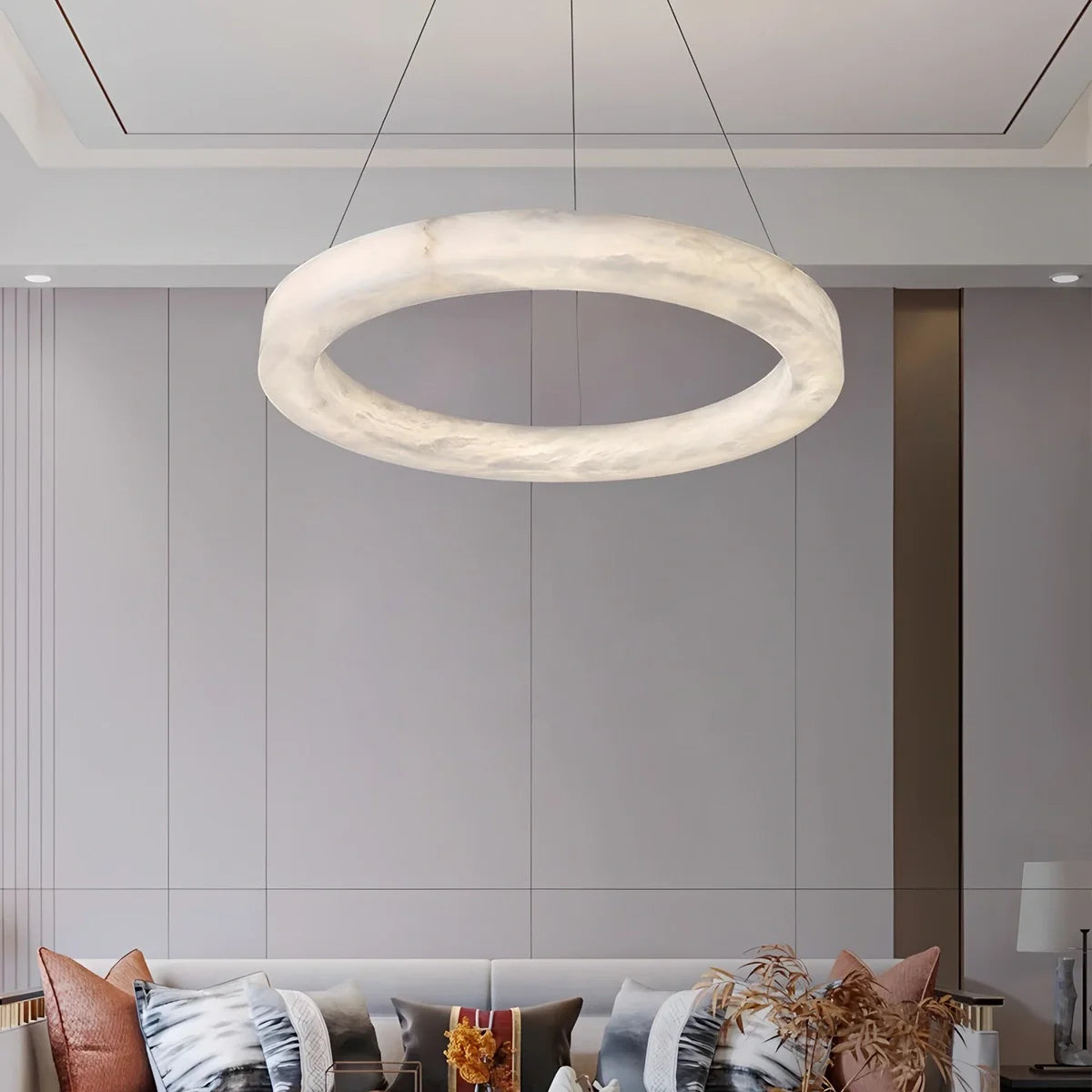 Feyran Teva Round Spanish Alabaster Chandelier for Living Room