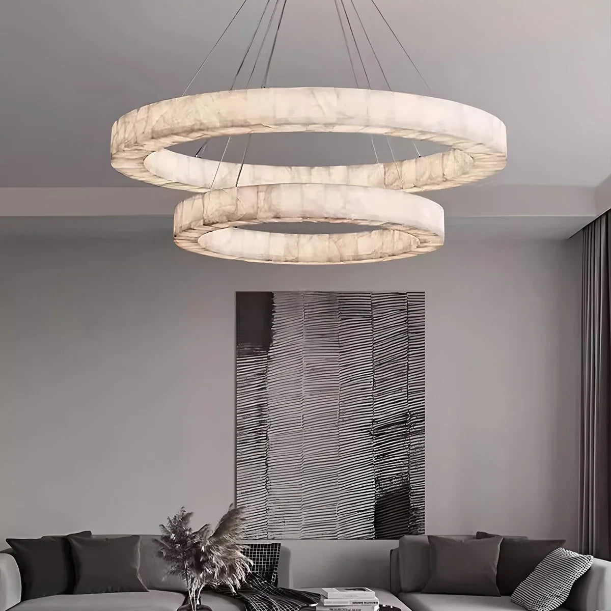 Feyran Teva Round Spanish Alabaster Chandelier for Living Room