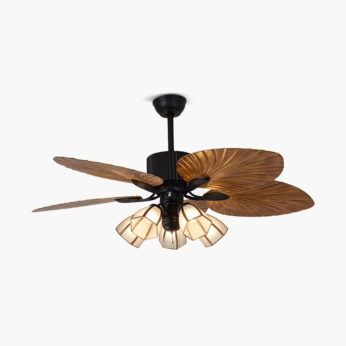 Feyran Tropical Palm Leaves Ceiling Fan with Light