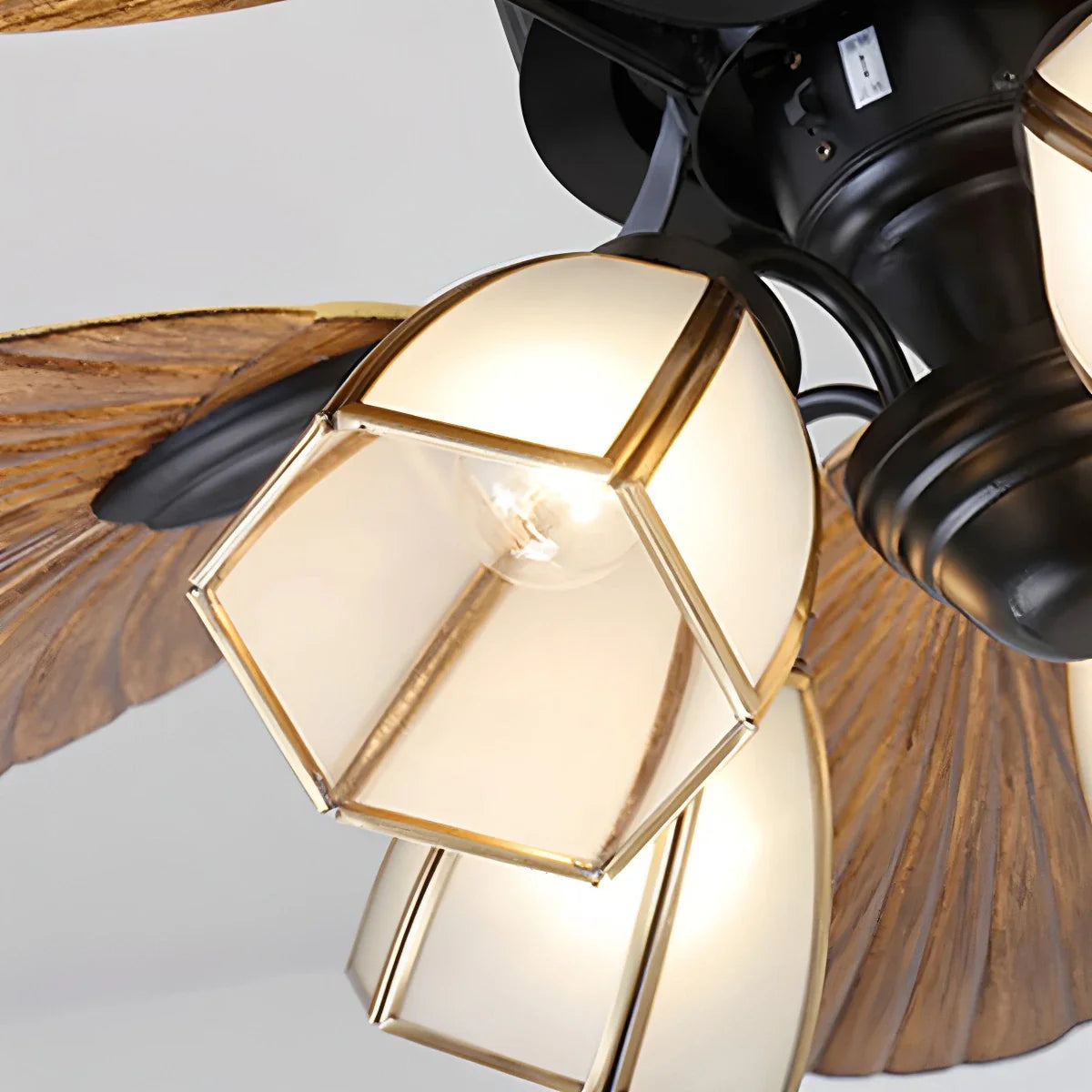 Feyran Tropical Palm Leaves Ceiling Fan with Light