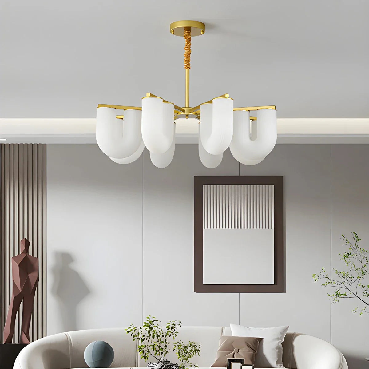 Feyran U-Shaped Milk Glass Chandelier