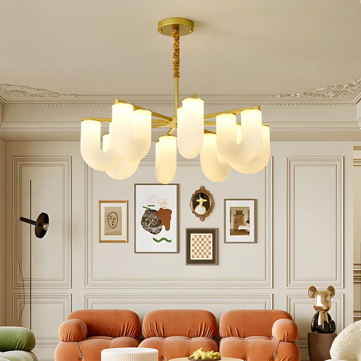 Feyran U-Shaped Milk Glass Chandelier