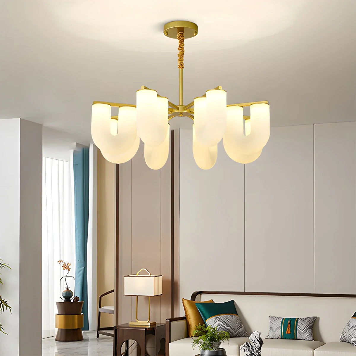 Feyran U-Shaped Milk Glass Chandelier