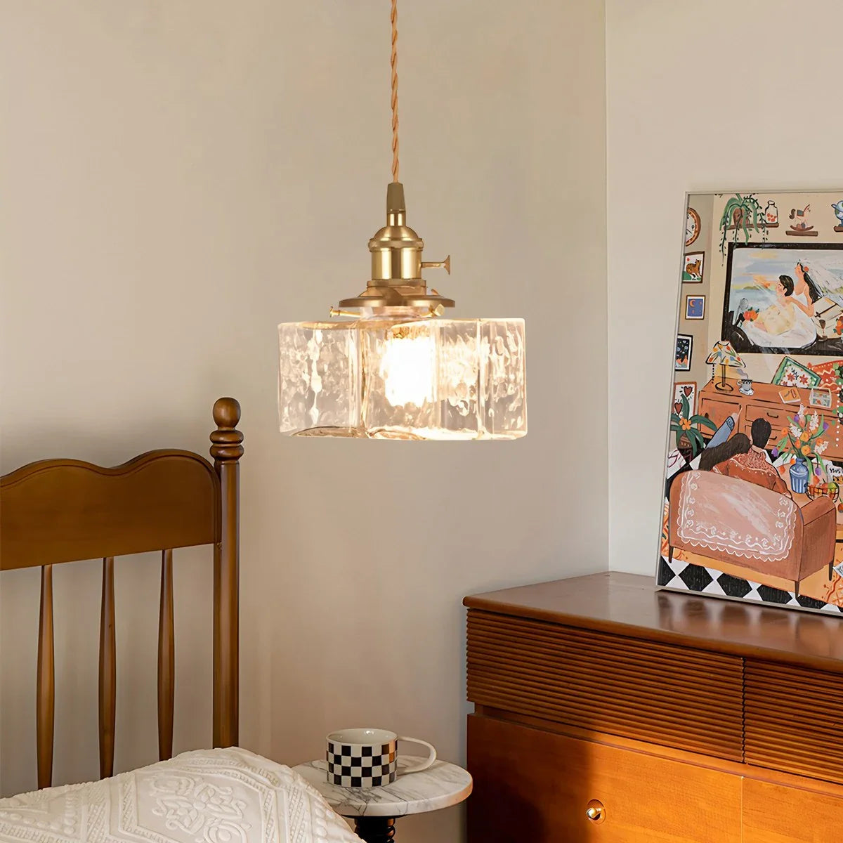 Feyran Verglas Clear Glass Pendant Light for Bedroom