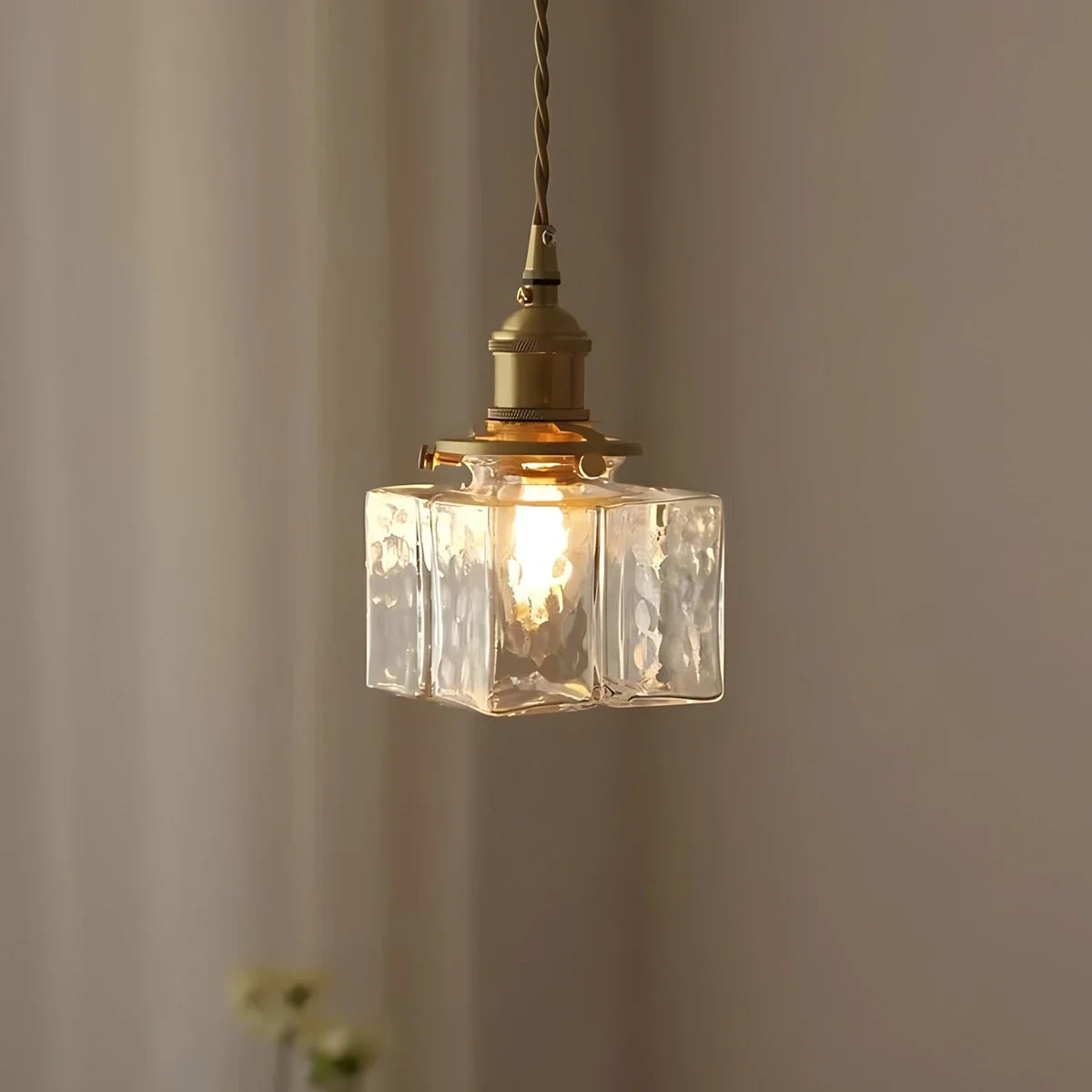 Feyran Verglas Clear Glass Pendant Light for Bedroom