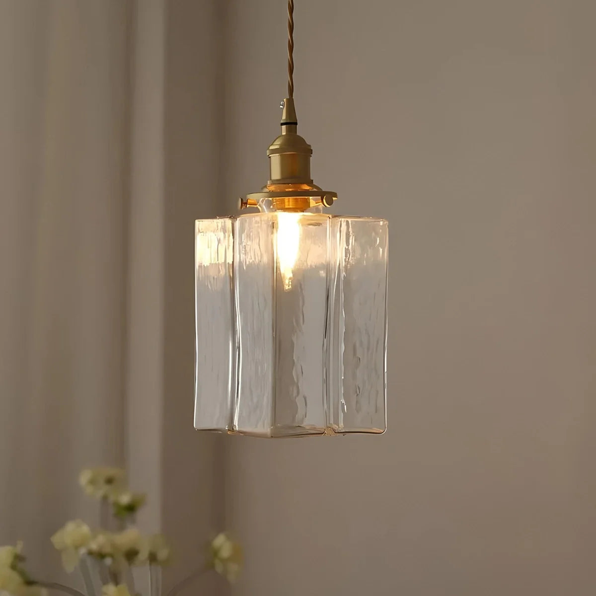 Feyran Verglas Clear Glass Pendant Light for Bedroom
