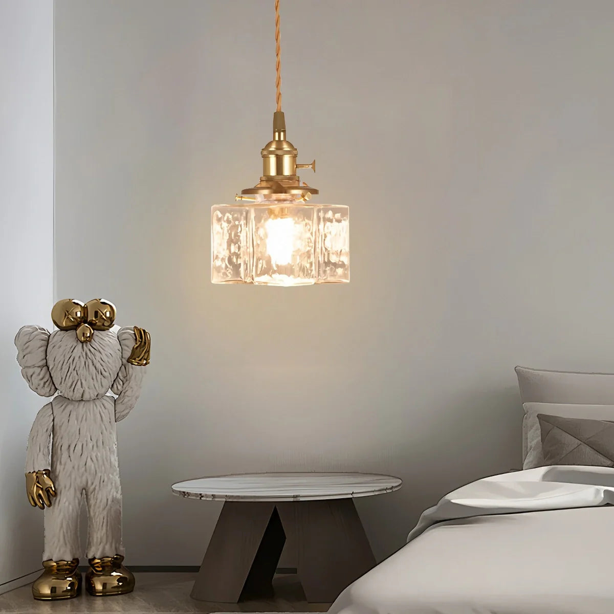 Feyran Verglas Clear Glass Pendant Light for Bedroom