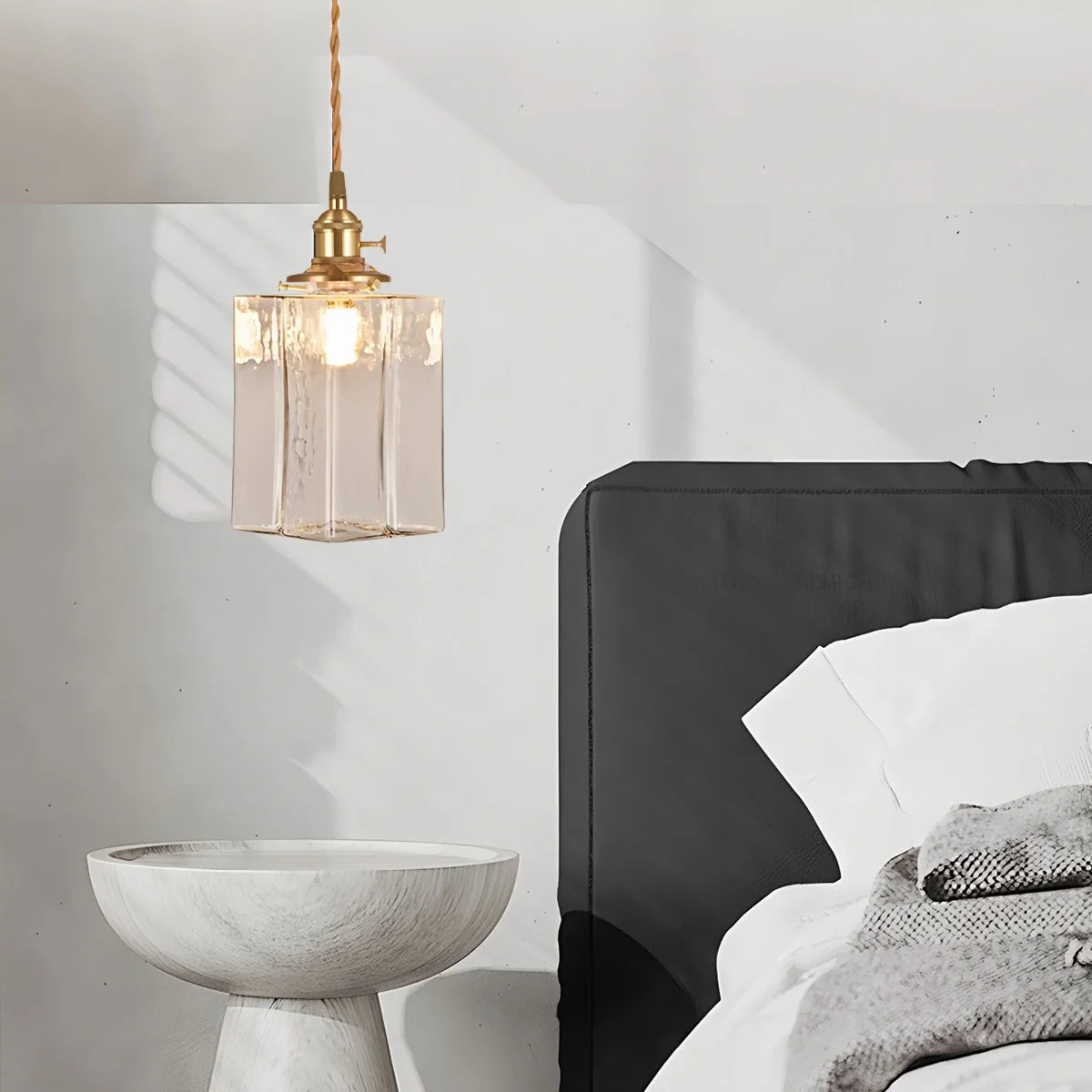 Feyran Verglas Clear Glass Pendant Light for Bedroom