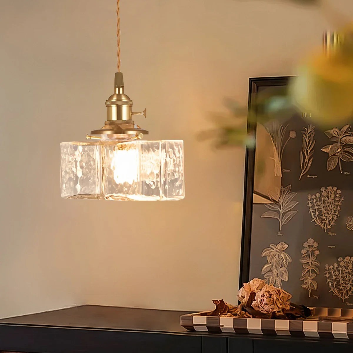 Feyran Verglas Clear Glass Pendant Light for Bedroom