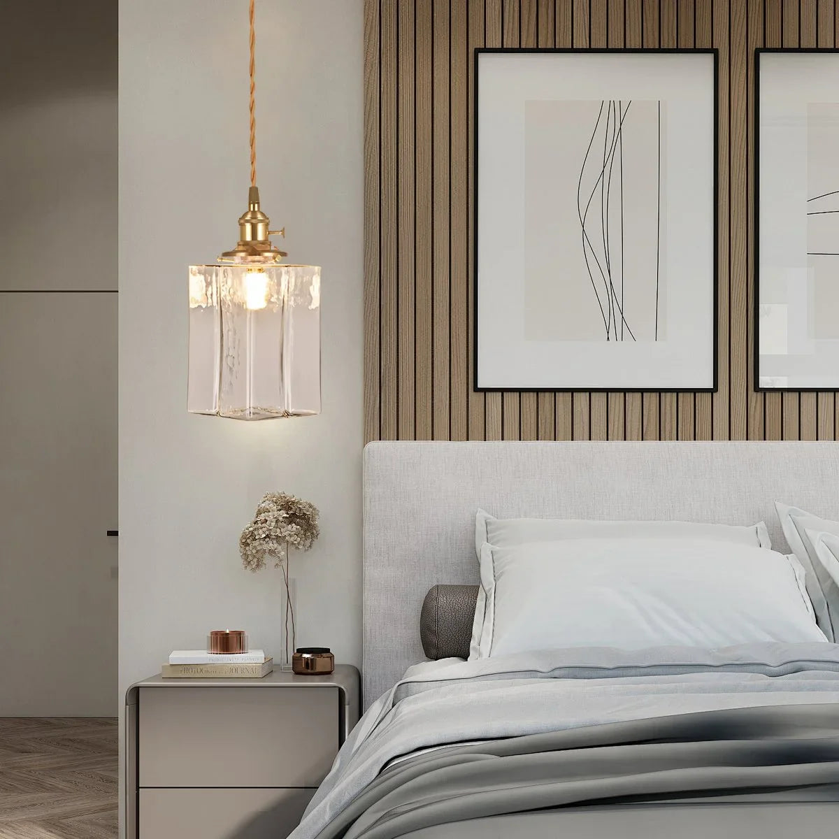 Feyran Verglas Clear Glass Pendant Light for Bedroom