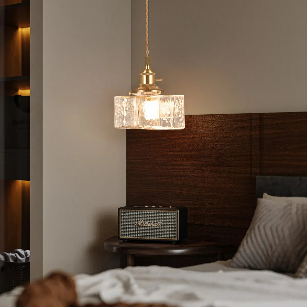 Feyran Verglas Clear Glass Pendant Light for Bedroom