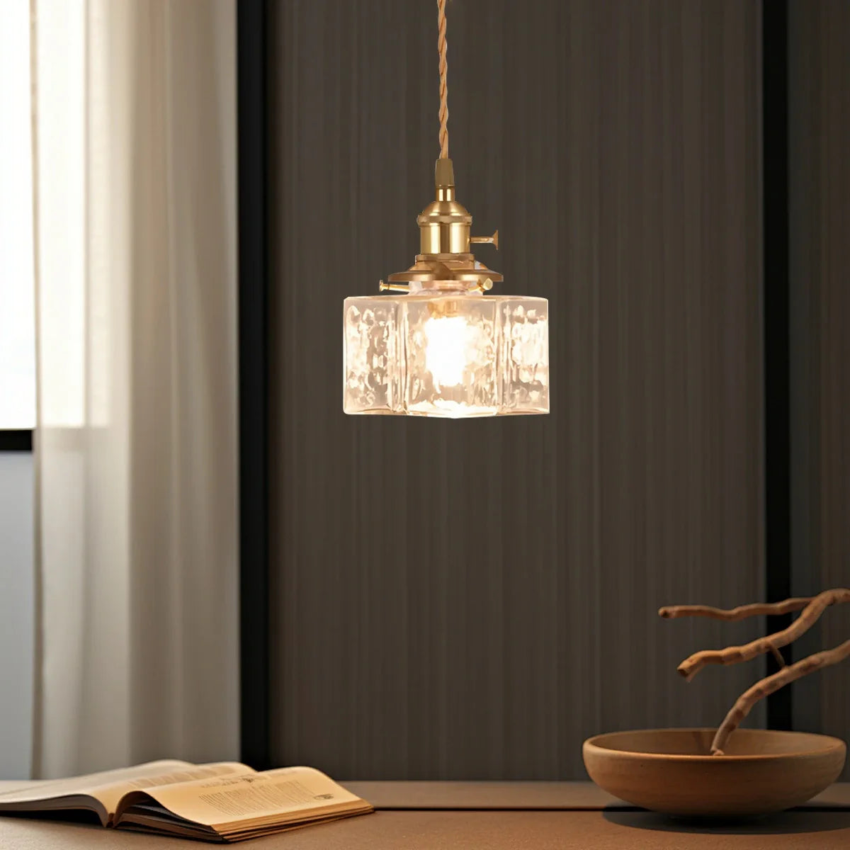 Feyran Verglas Clear Glass Pendant Light for Bedroom