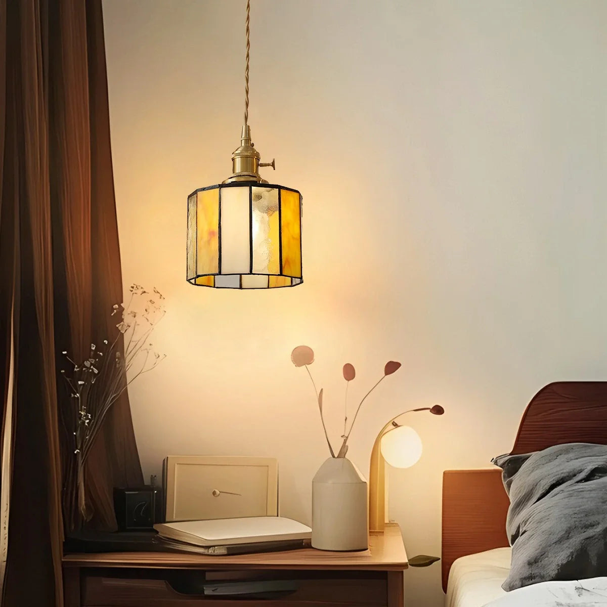 Feyran Vintage Brass Glass Pendant Light