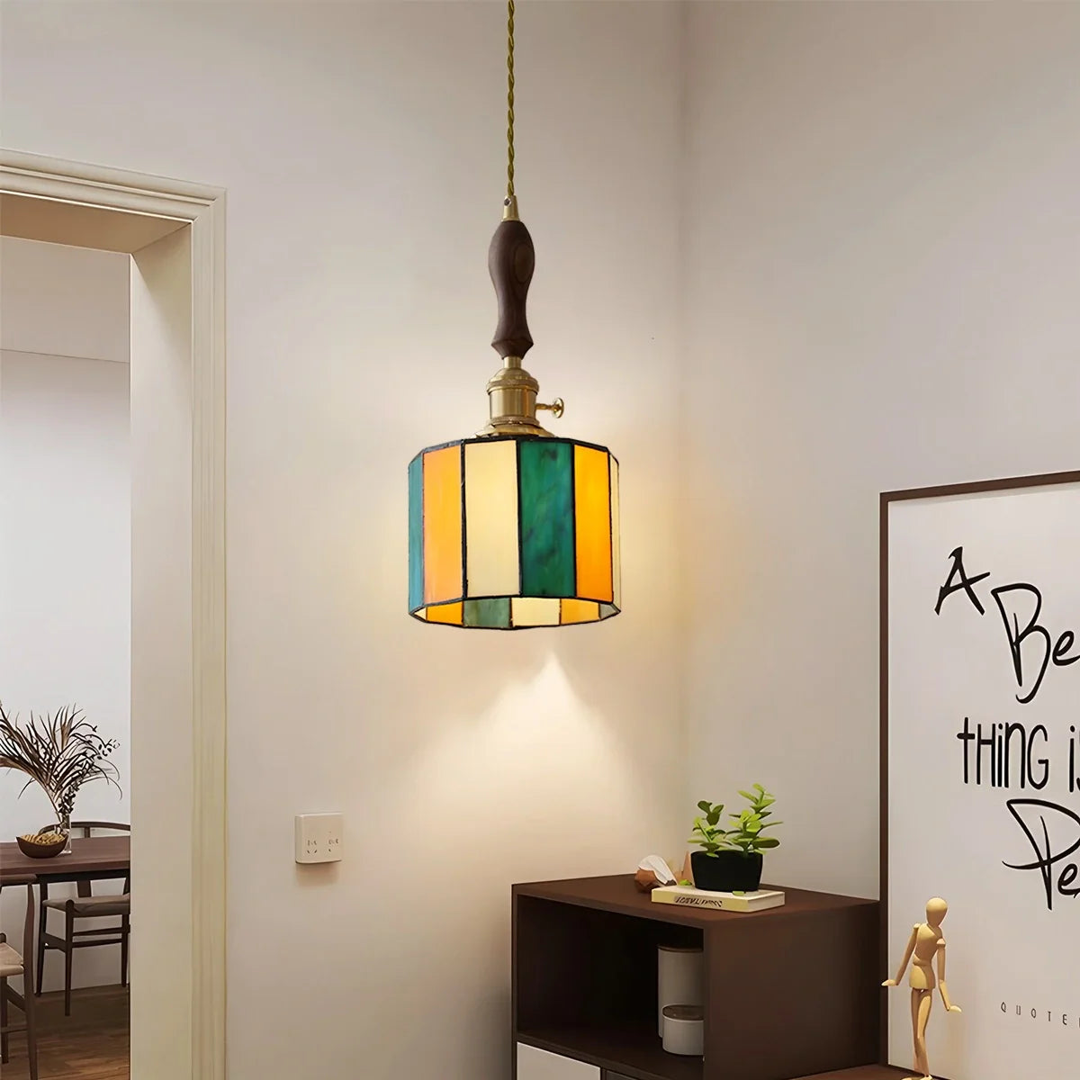 Feyran Vintage Brass Glass Pendant Light