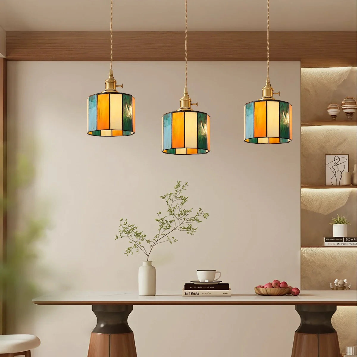 Feyran Vintage Brass Glass Pendant Light