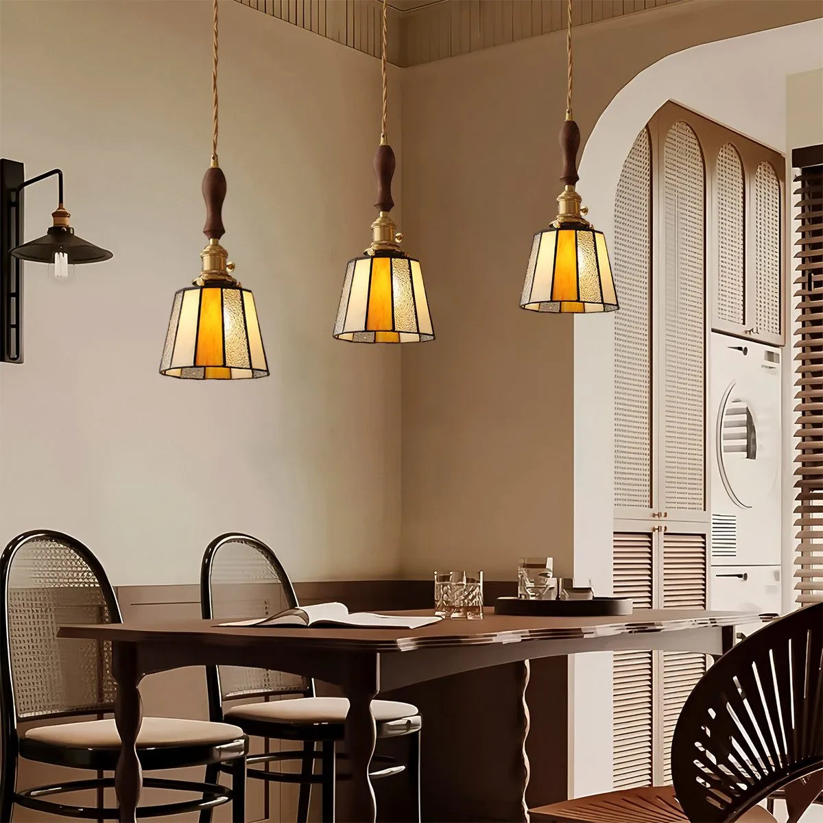 Feyran Vintage Brass Glass Pendant Light