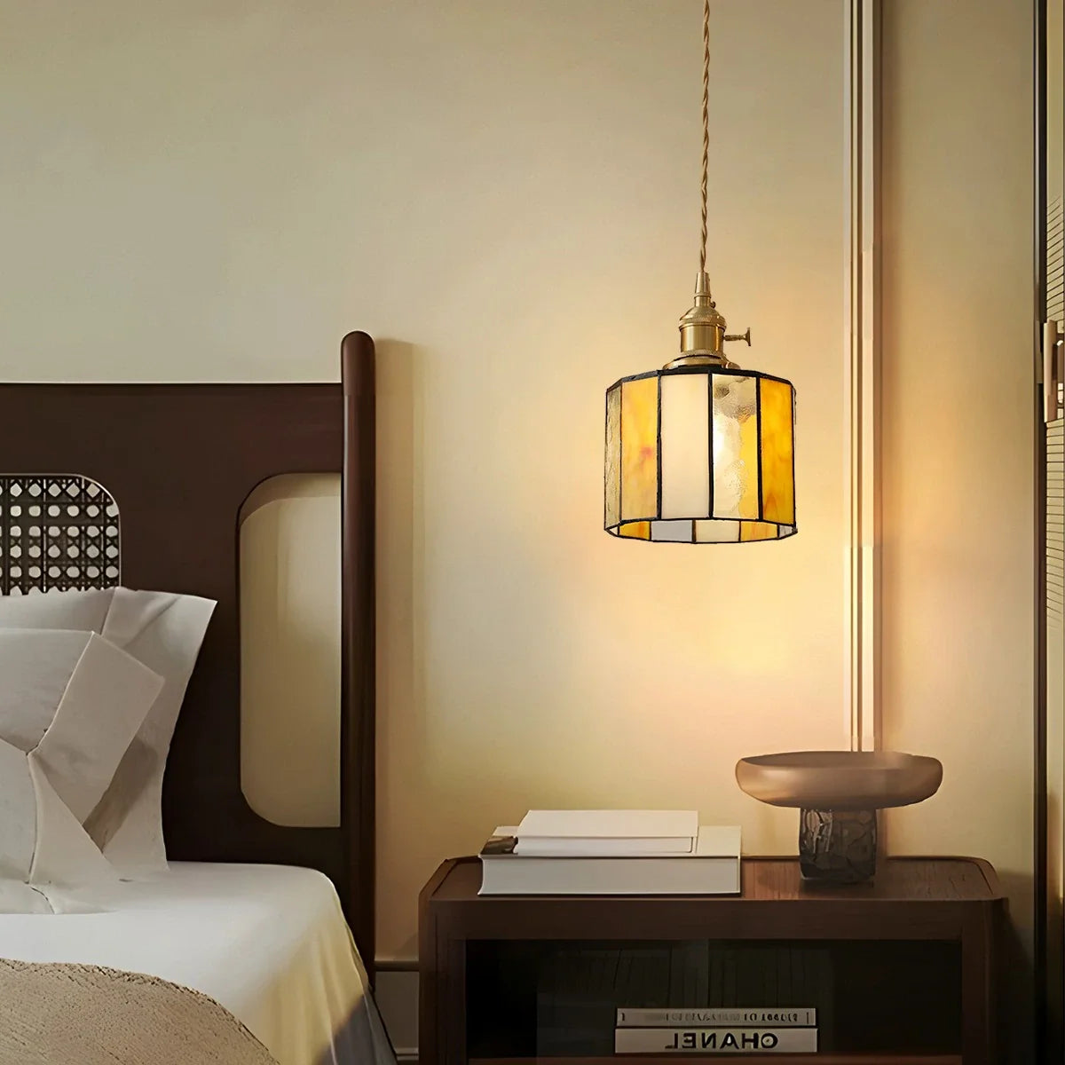 Feyran Vintage Brass Glass Pendant Light