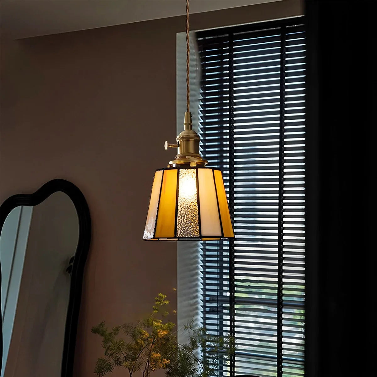 Feyran Vintage Brass Glass Pendant Light