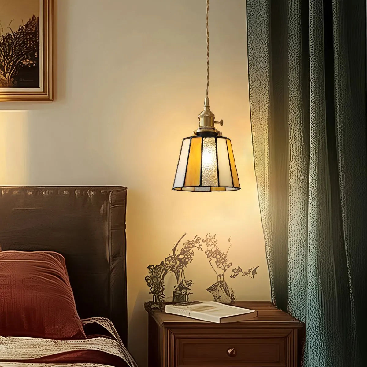Feyran Vintage Brass Glass Pendant Light