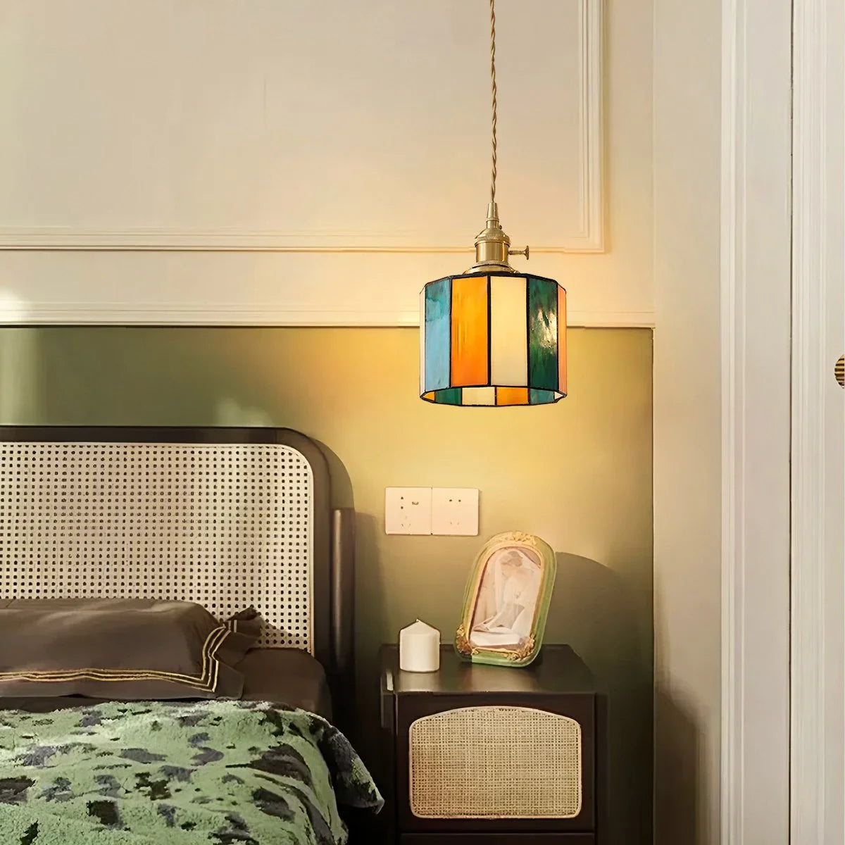 Feyran Vintage Brass Glass Pendant Light