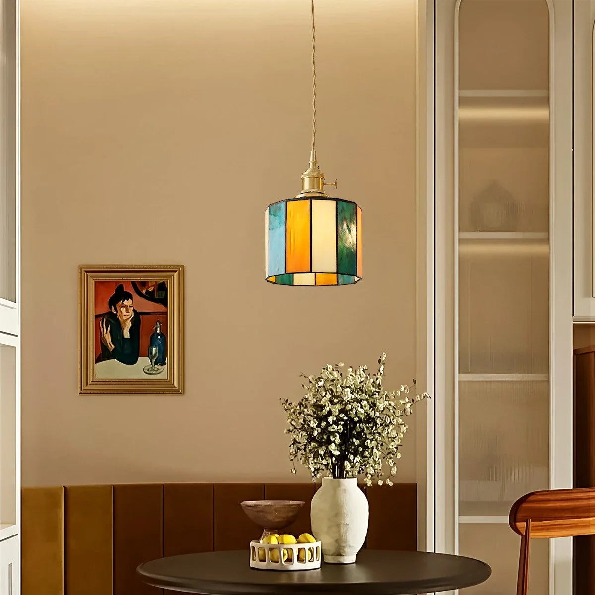 Feyran Vintage Brass Glass Pendant Light