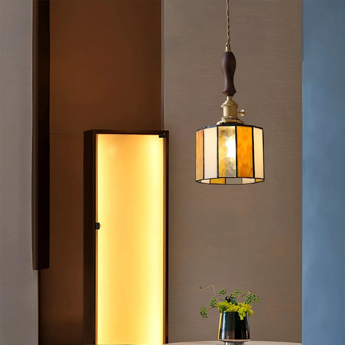 Feyran Vintage Brass Glass Pendant Light