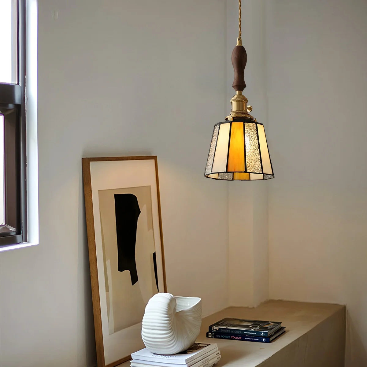 Feyran Vintage Brass Glass Pendant Light