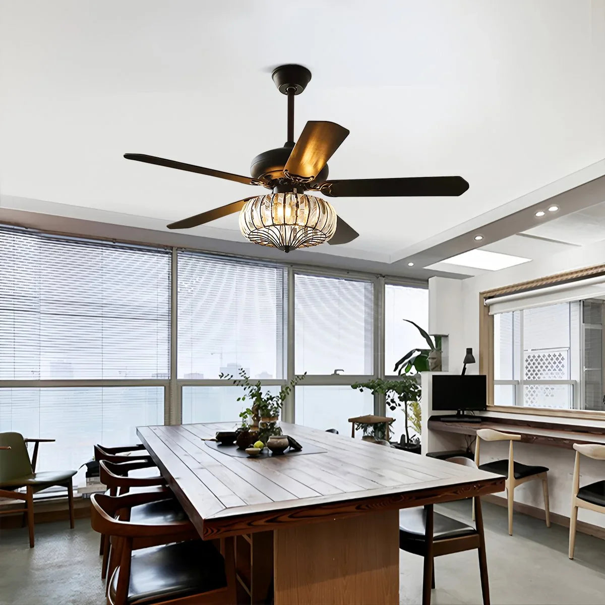 Feyran Vintage Crystal Ceiling Fan with Light