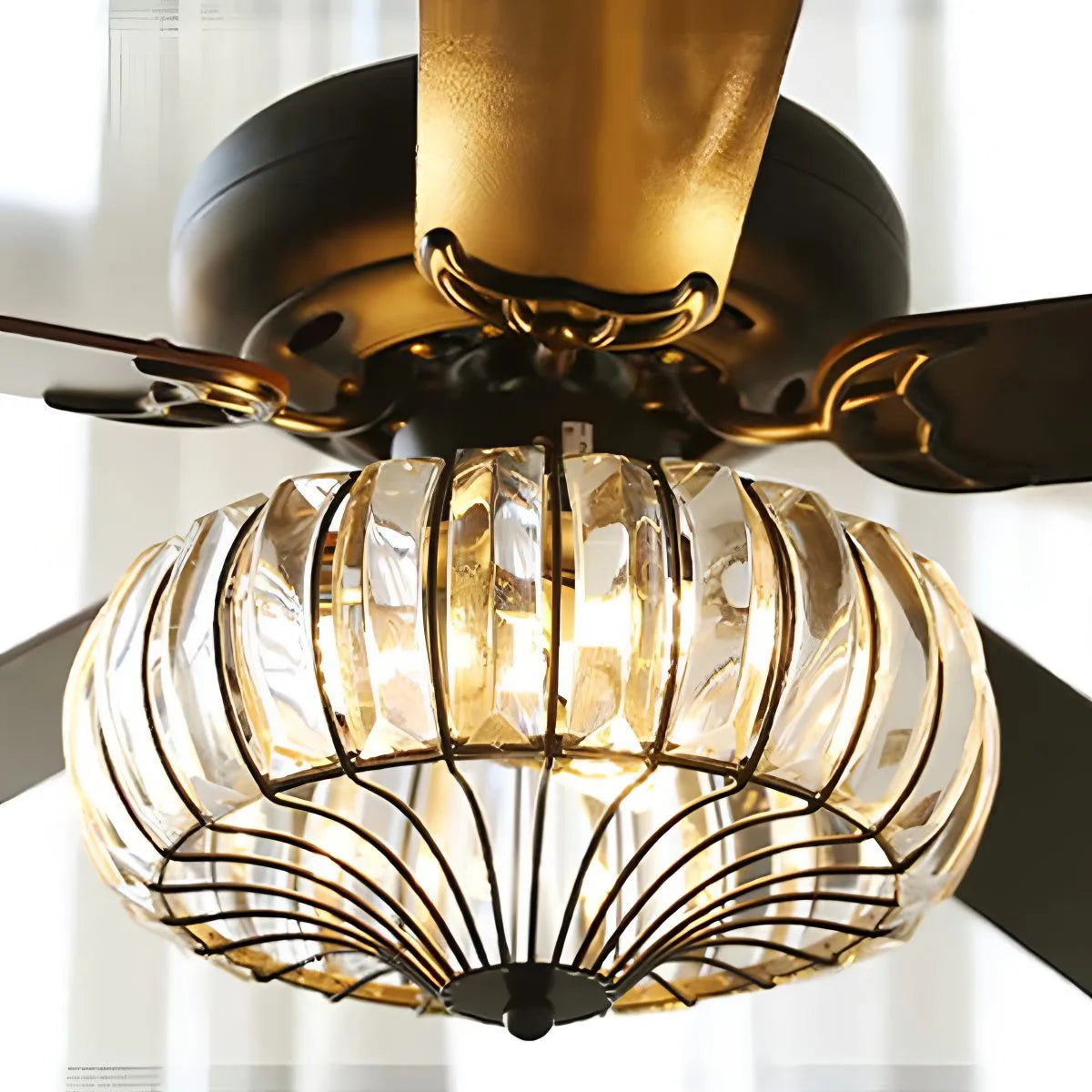 Feyran Vintage Crystal Ceiling Fan with Light