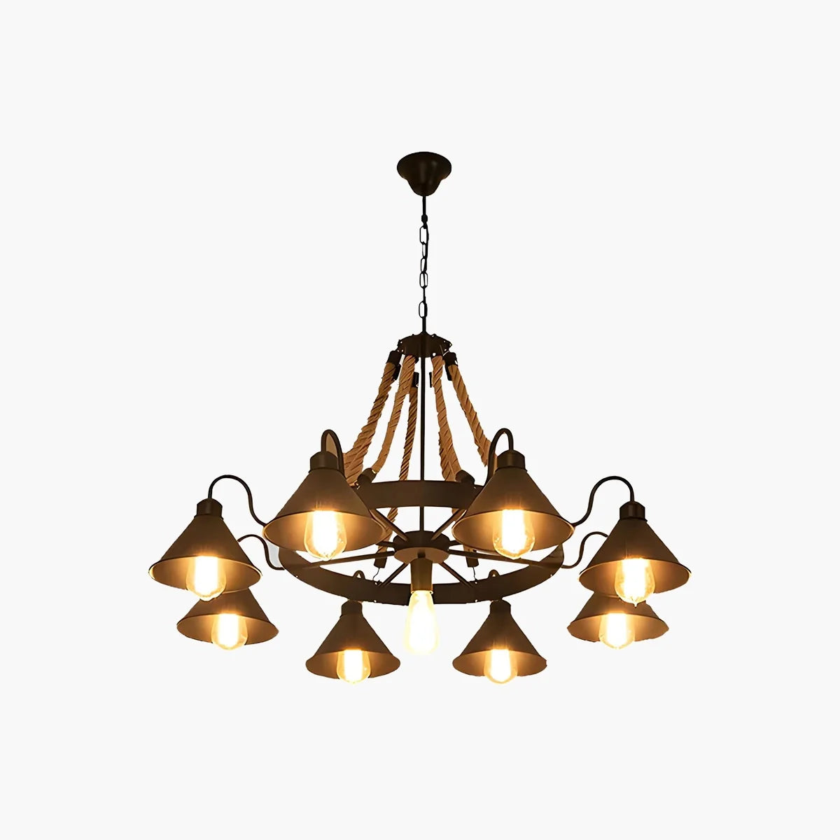 Feyran Vintage Industrial Rope Chandelier for Dining Area
