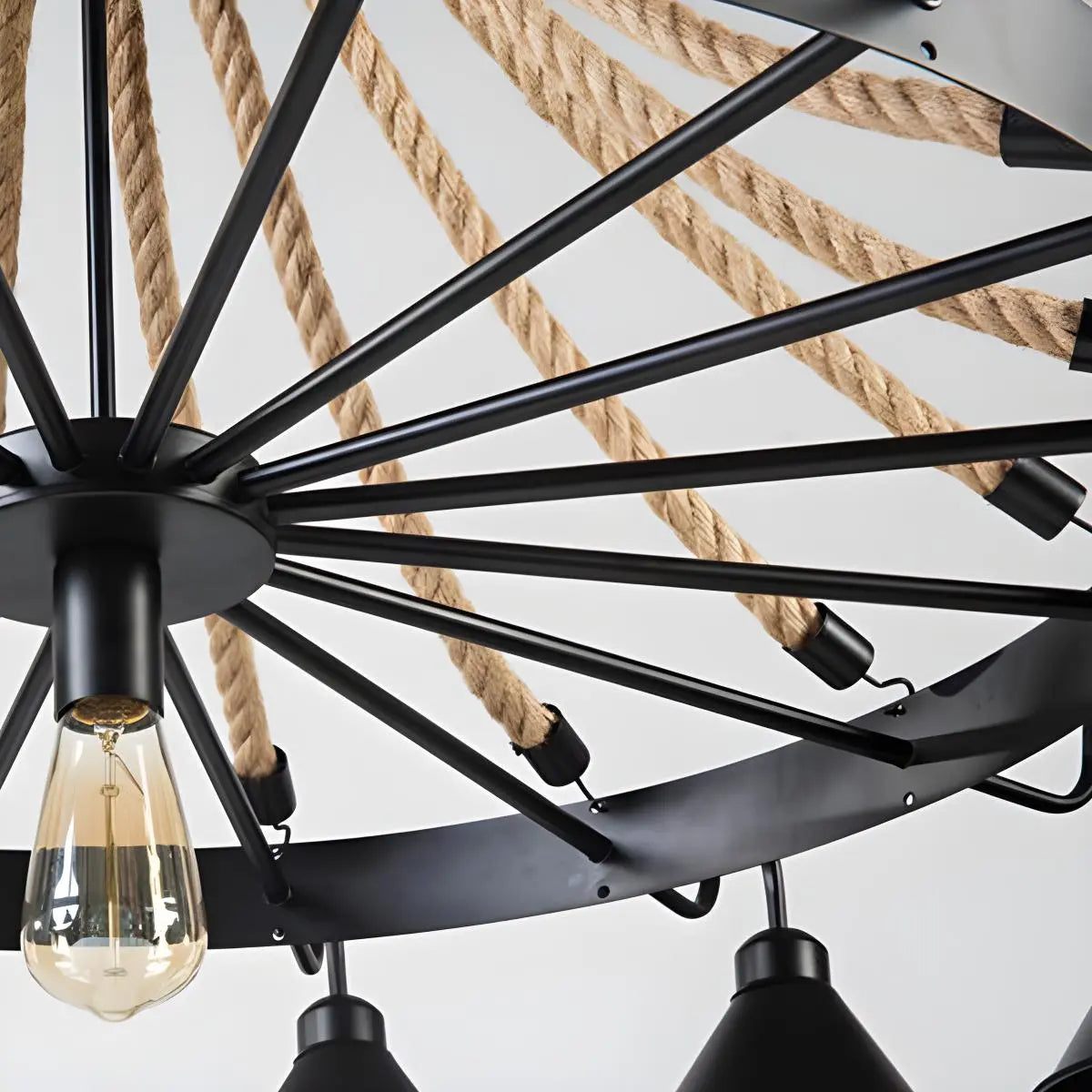 Feyran Vintage Industrial Rope Chandelier for Dining Area