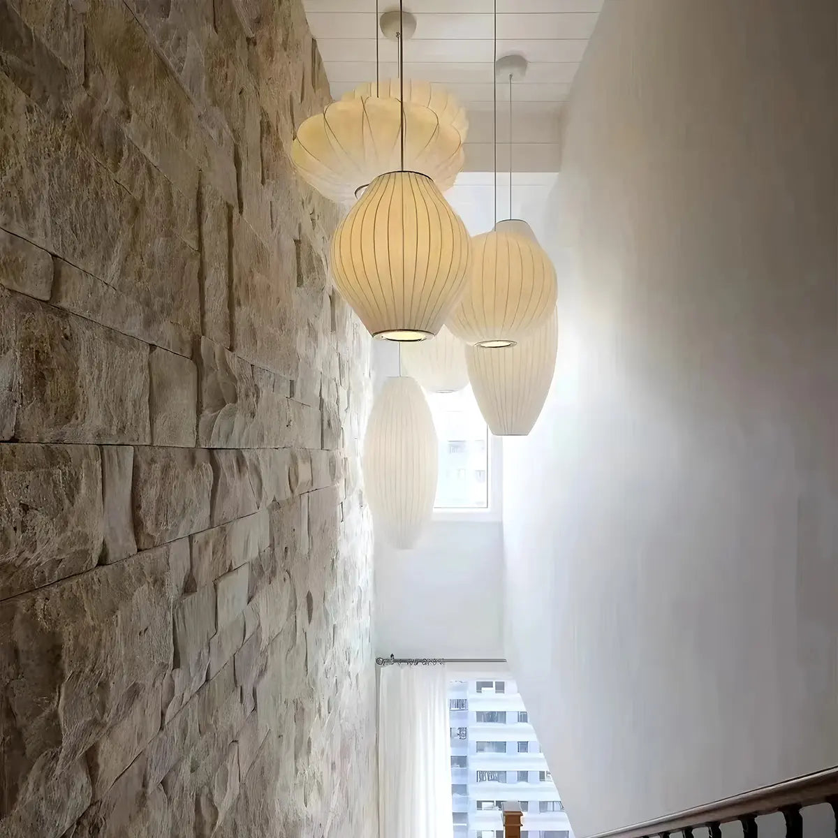 Feyran Vintage LED Silk Lantern Pendant Light