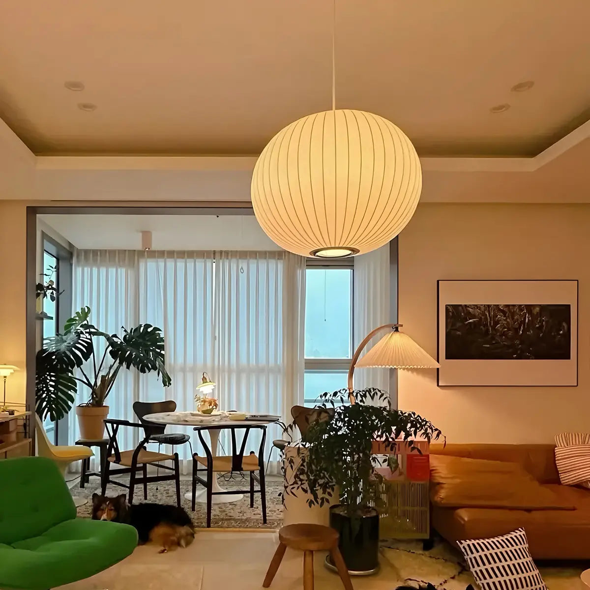 Feyran Vintage LED Silk Lantern Pendant Light