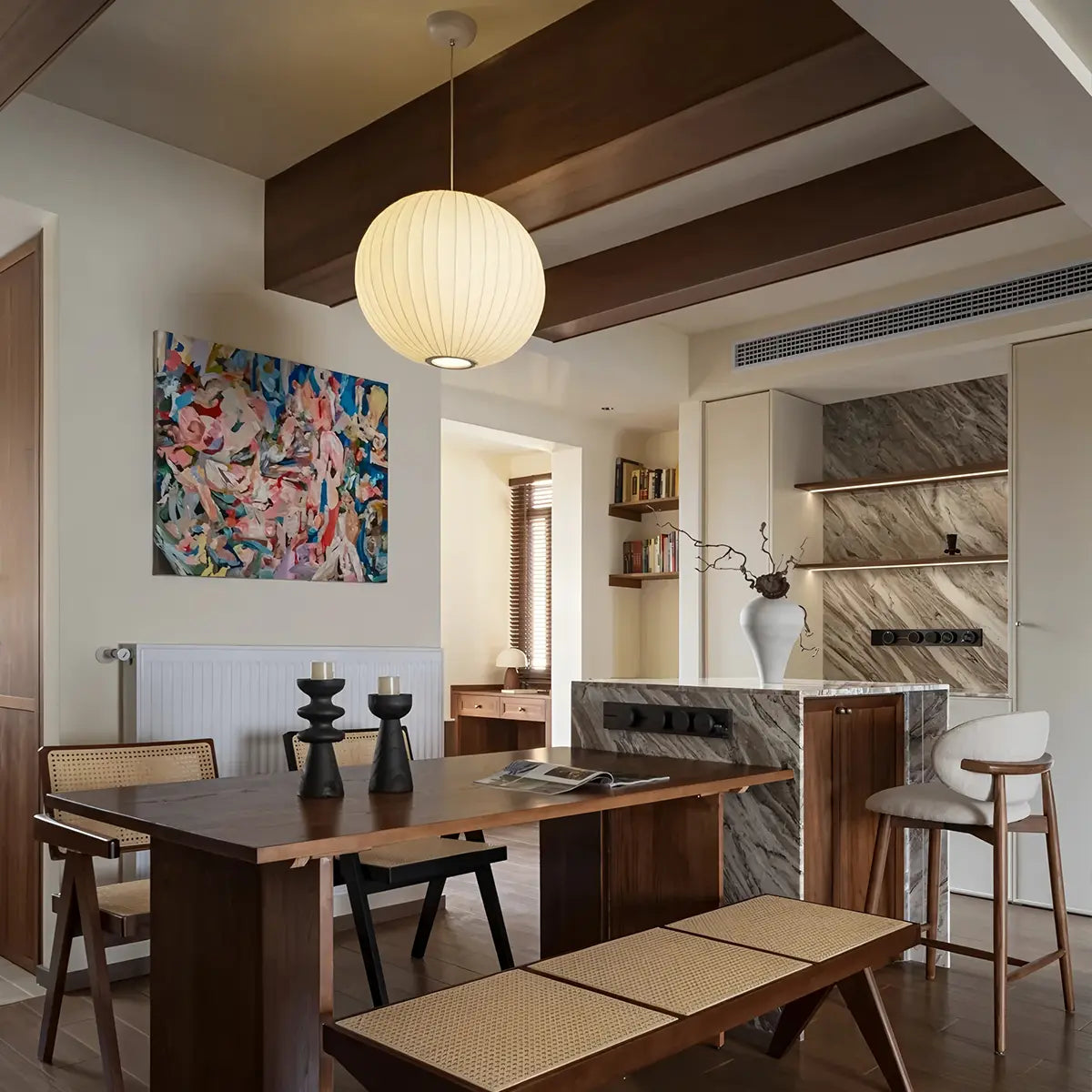 Feyran Vintage LED Silk Lantern Pendant Light