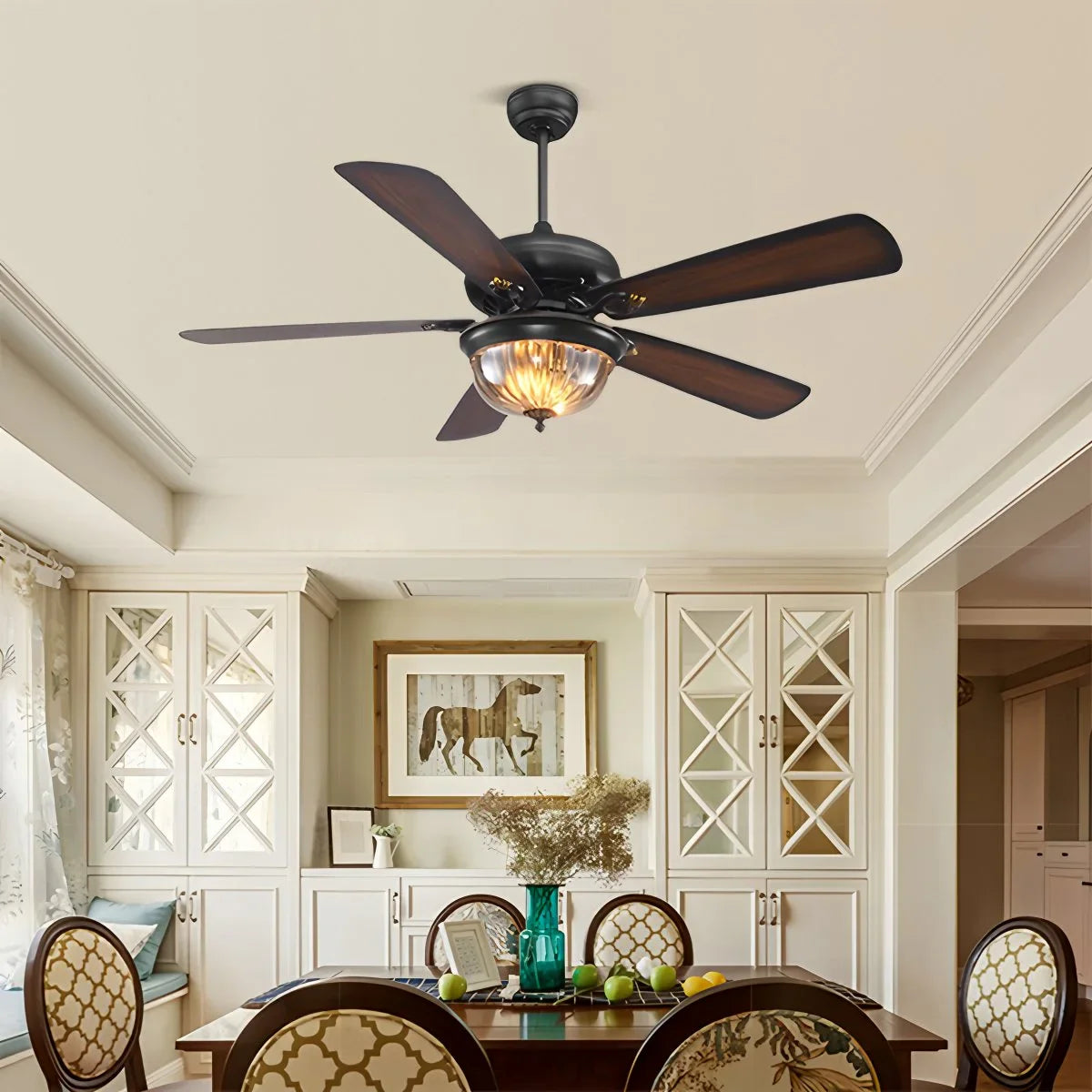 Feyran Vintage Wood Ceiling Fan Lamp for Living Room