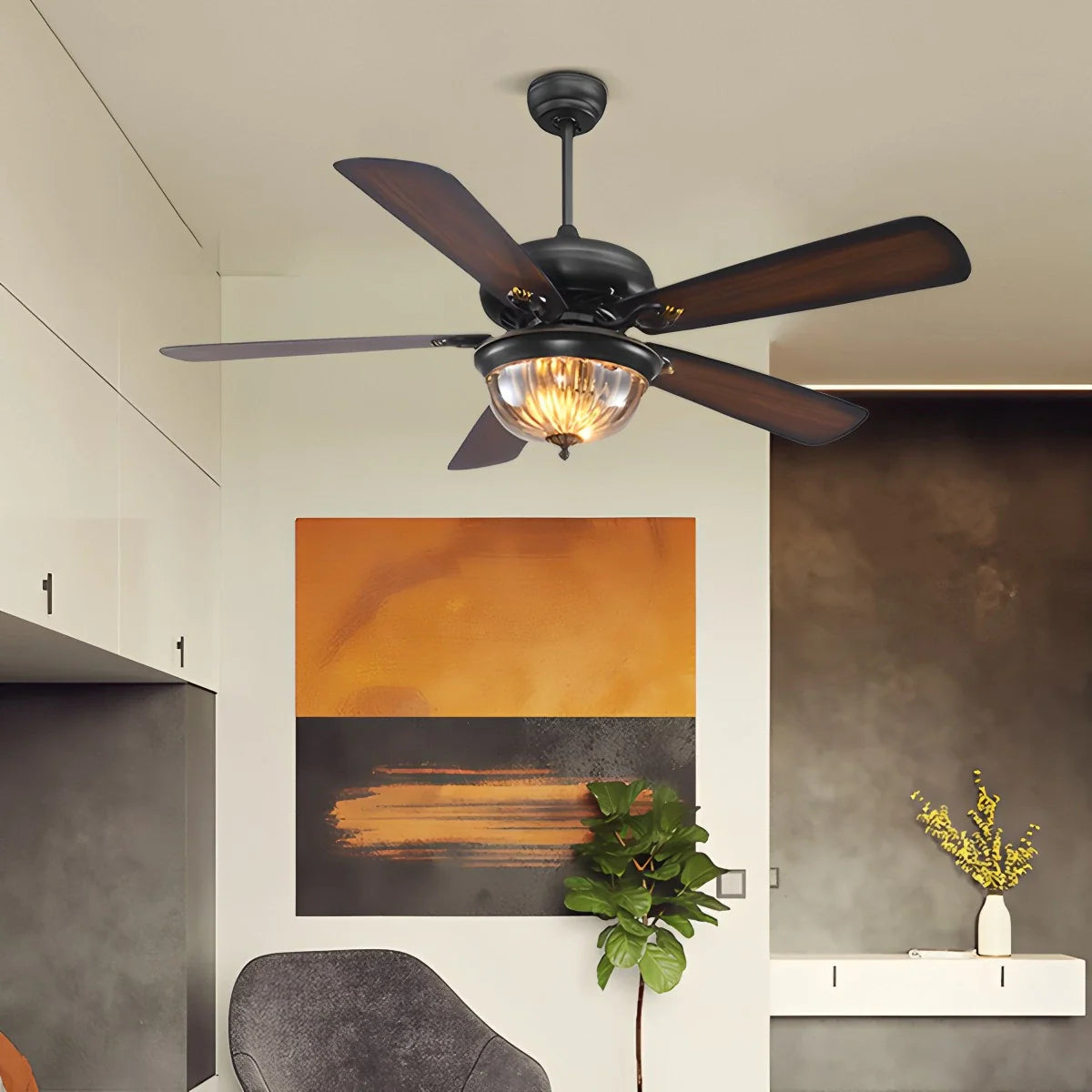 Feyran Vintage Wood Ceiling Fan Lamp for Living Room