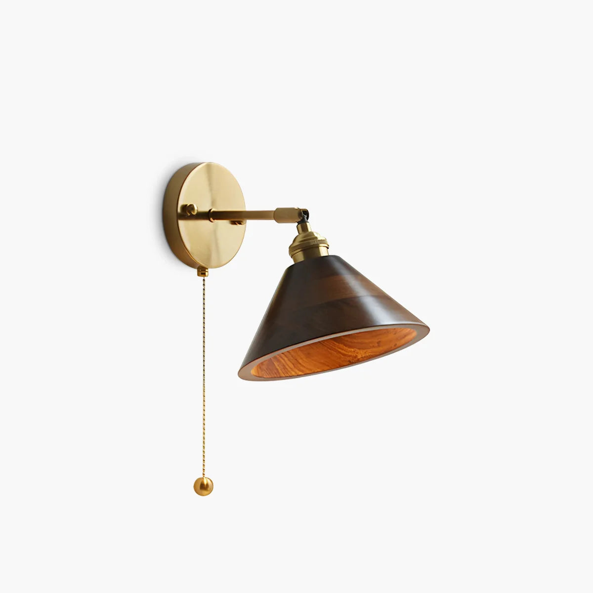 Feyran Vintage Wood Pull Chain Switch Wall Lamp