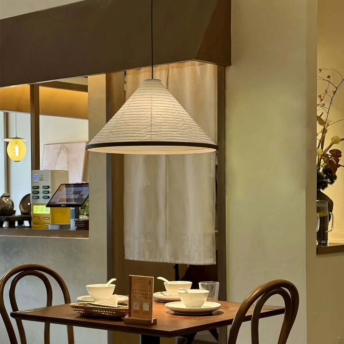 Feyran Washi Paper Hat Pendant Lamp for Dining Room