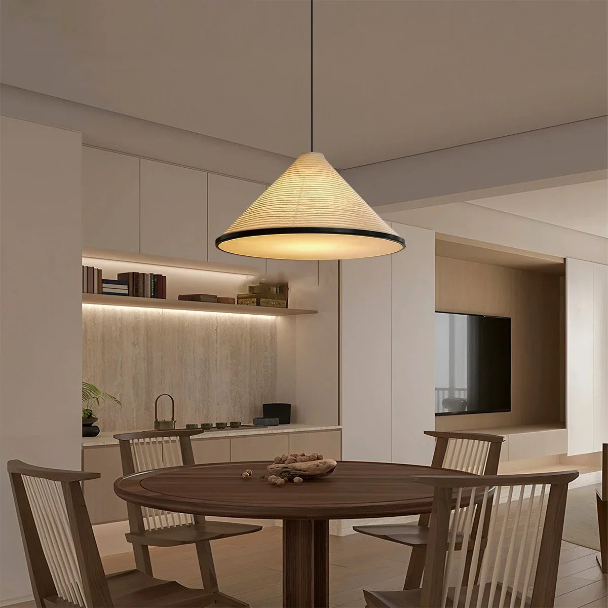 Feyran Washi Paper Hat Pendant Lamp for Dining Room