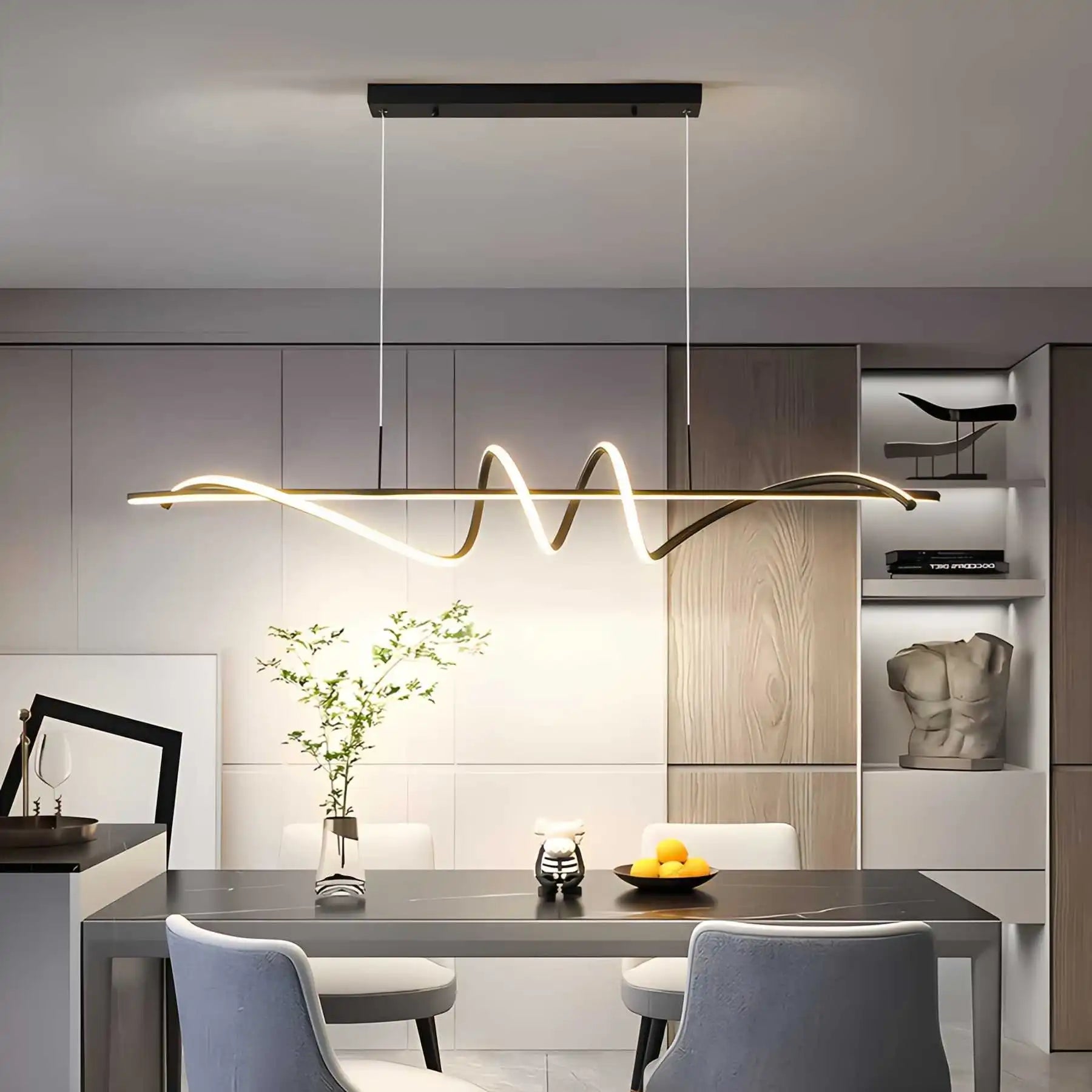 Feyran Wave Linear Chandelier for Dining Room