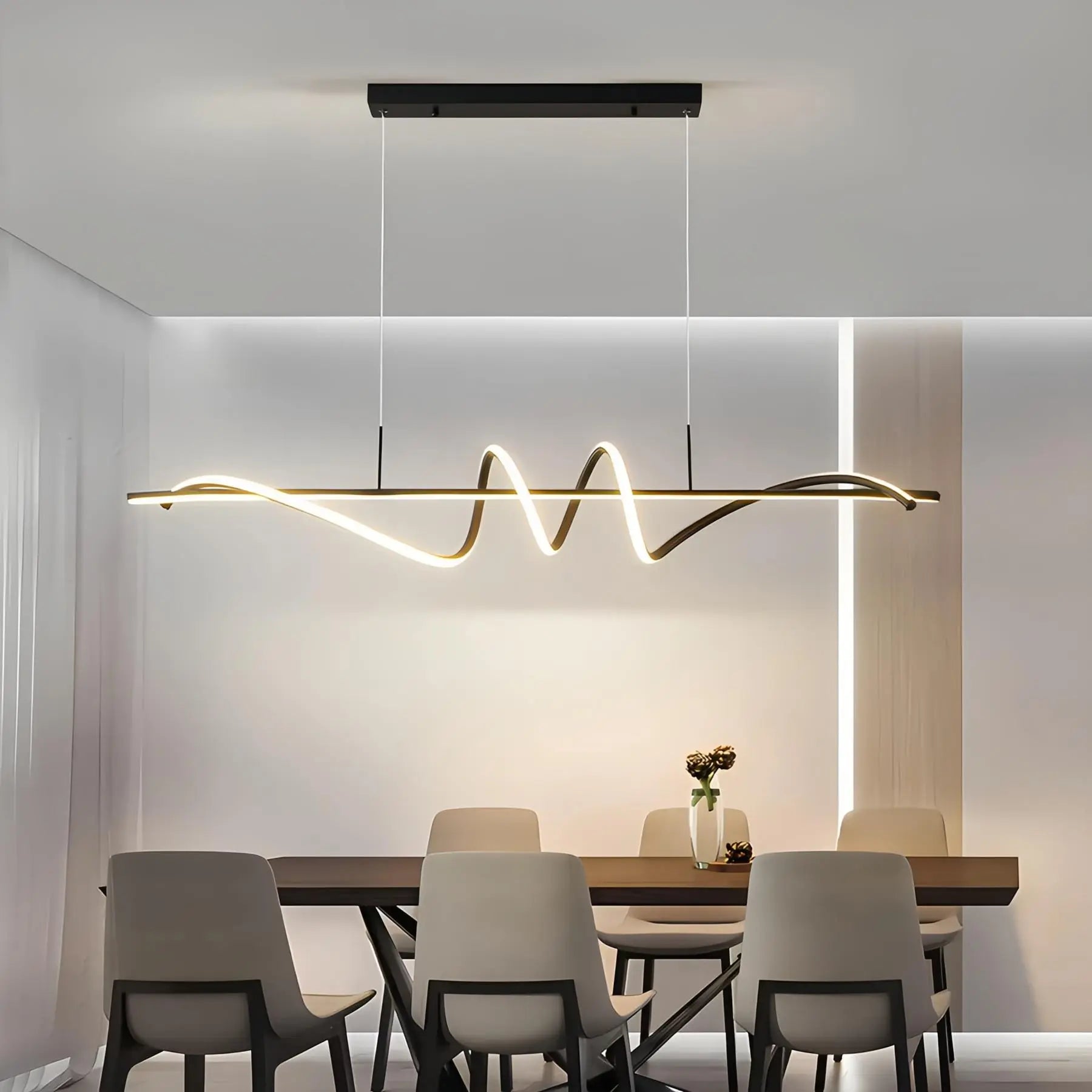 Feyran Wave Linear Chandelier for Dining Room
