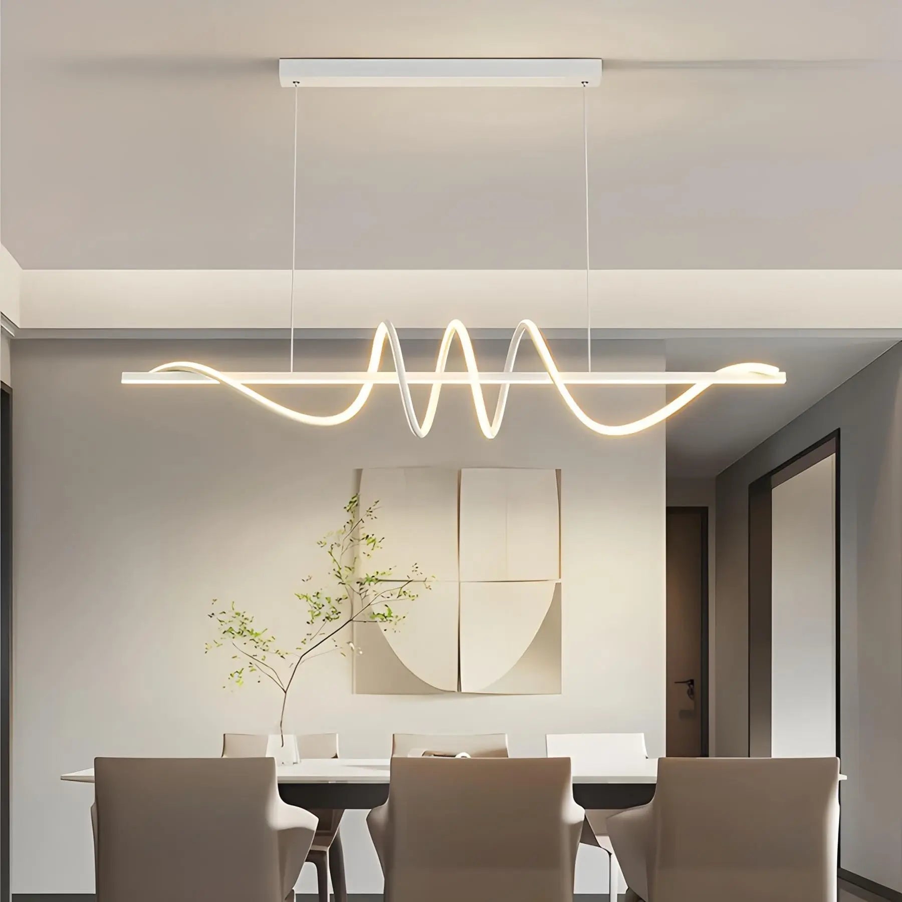 Feyran Wave Linear Chandelier for Dining Room