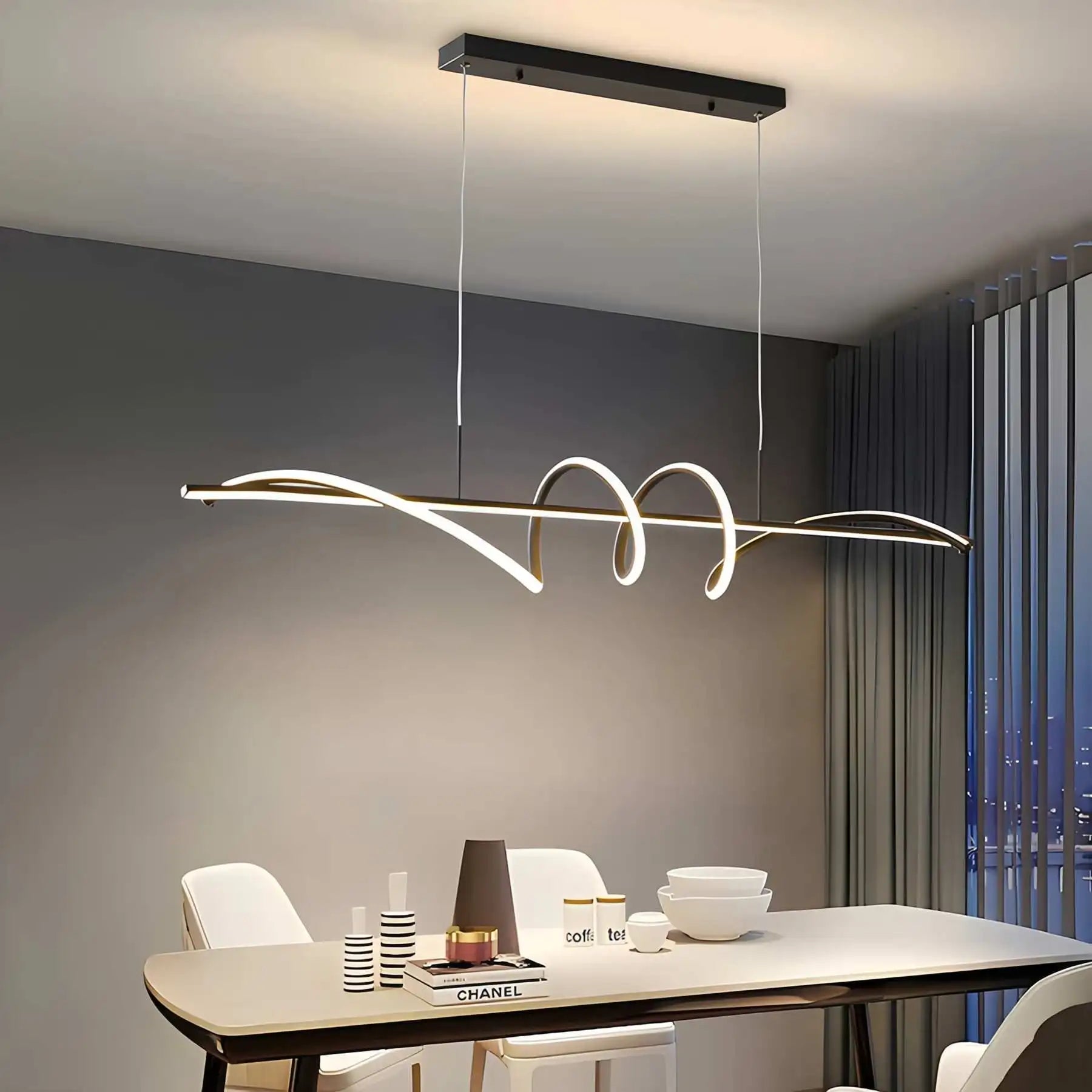 Feyran Wave Linear Chandelier for Dining Room