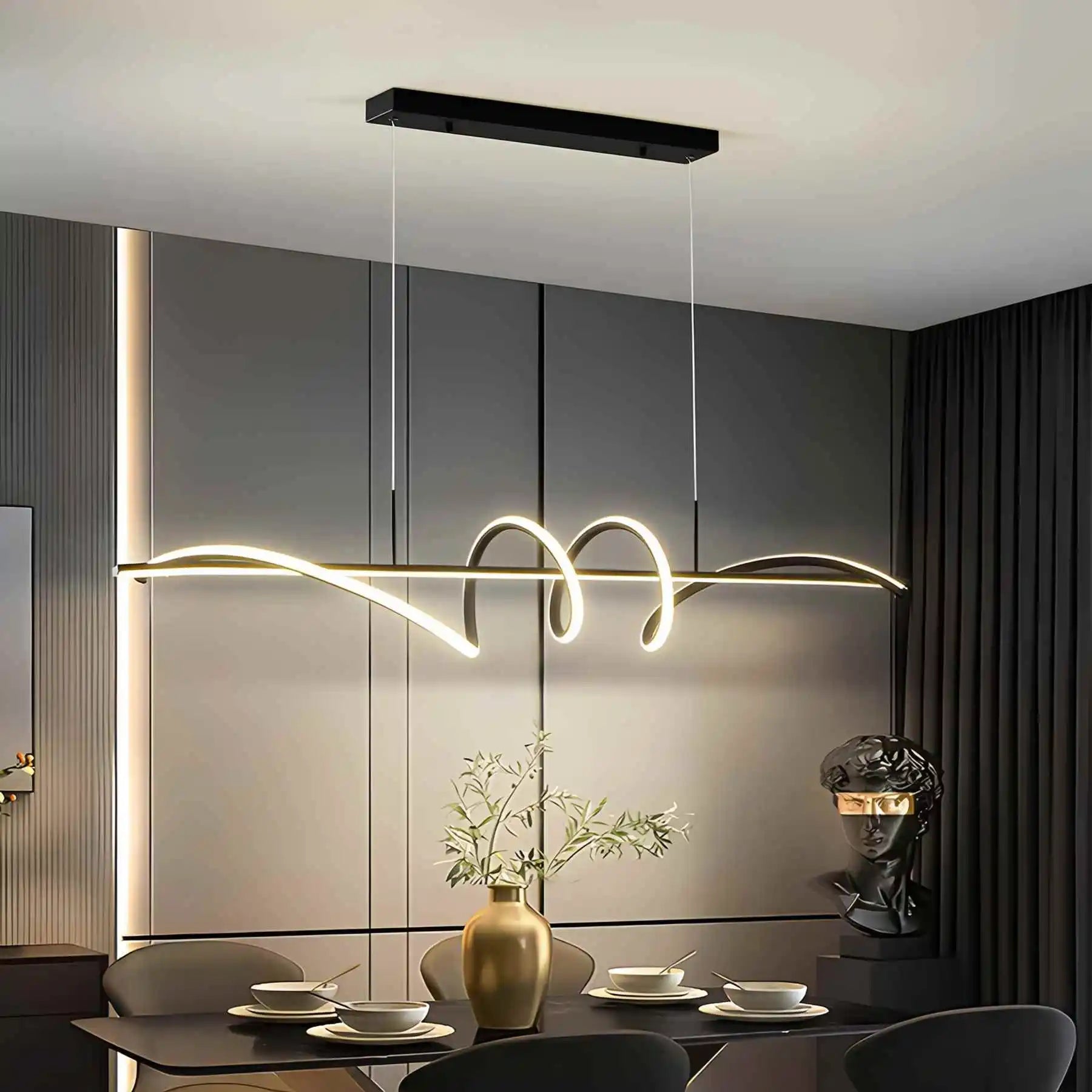 Feyran Wave Linear Chandelier for Dining Room